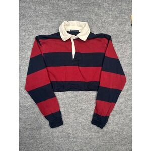 Brandy Melville Cropped Rugby Shirt Womens One Size Navy Red Striped